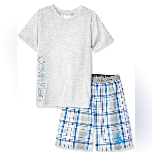 NWT Calvin Klein Boys' Two Piece Sleepwear Top and Bottom Pajama Set - Picture 1 of 4